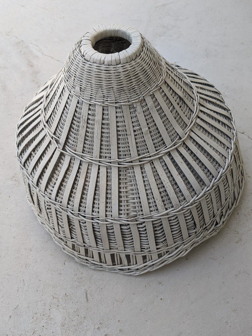 Vintage 80s/90s White Wicker Outdoor Lampshade